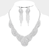 Crystal Rhinestone Pave Collar Evening Necklace