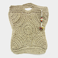 Crochet Pearl Bead Cluster Charm Tote Bags