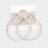 14k White Gold Filled Textured Triple Hoop Earrings
