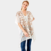Embroidery Floral Cover Up Kimono Cardigan