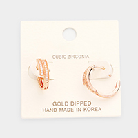 Gold Dipped Cubic Zirconia Huggie Earrings