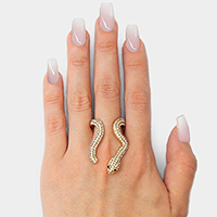 Crystal Pave Snake Cuff Ring