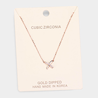 Gold Dipped Cubic Zirconia Crisscross Pendant Necklace