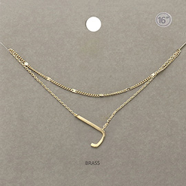 -J- Monogram Brass Metal Necklace