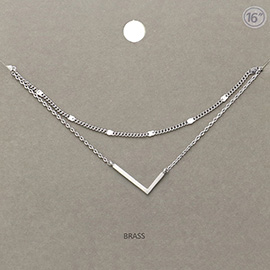 -L- Monogram Brass Metal Necklace