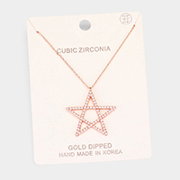 Gold Dipped CZ Pave Star Pendant Necklace