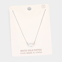 White Gold Dipped 8 mm Pearl Pendant Necklace