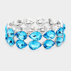 Glass Crystal Teardrop Stretch Evening Bracelet