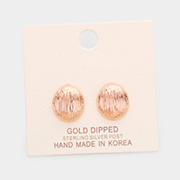 Gold Dipped Oval Stud Earrings