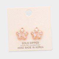 Gold Dipped Floral Stud Earrings