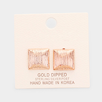 Gold Dipped Square Stud Earrings