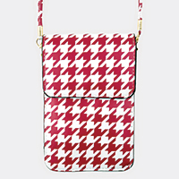 Houndstooth Pattern Touch View Cell Phone Cross Bag