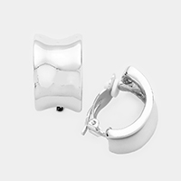 Curved Geometric Metal Clip On Earrings