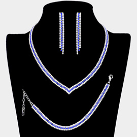 3PCS - Crystal Rhinestone Pave Necklace Set
