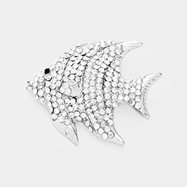 Rhinestone Pave Tropical Fish Pin Brooch
