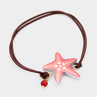 Watercolor Wood Starfish Accented Stretch Bracelet