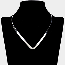 V Shaped Metal Open Choker Necklace