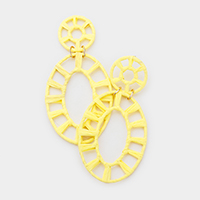 Raffia Statement Wheel Dangle Earrings