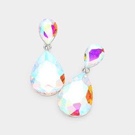 Crystal Double Teardrop Evening Earrings