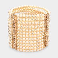 Rhinestone Accented Pearl Multi Stretch Bracelet