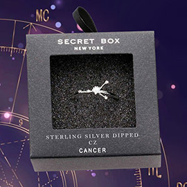 Secret Box _ Sterling Silver Dipped CZ Zodiac Sign Cancer Ring