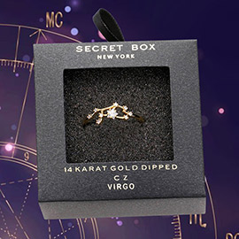 SECRET BOX _ 14K GOLD DIPPED CZ ZODIAC SIGN VIRGO RING