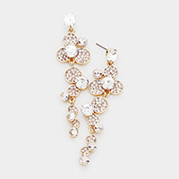 Crystal Rhinestone Floral Drop Evening Earrings 
