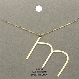-m- Brass Monogram Metal Pendant Necklace