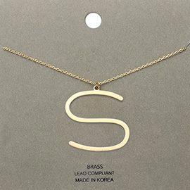 -s- Brass Monogram Metal Pendant Necklace