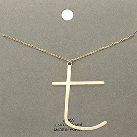 -t- Brass Monogram Metal Pendant Necklace
