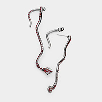 Rhinestone Pave Snake Drop Earrings 