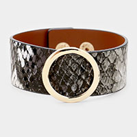 Snake Faux Leather Belt Buckle Wrap Bracelet  