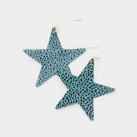 Genuine Sting Ray Leather Star Earrings