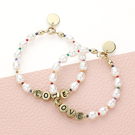 Love Message Pearl Beaded Dangle Earrings