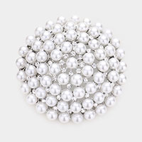 Pearl Cluster Round Pin Brooch  