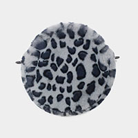 Leopard Faux Fur Round Crossbody Bag 