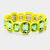 Glass Crystal Resin Trim Stretch Bracelet 
