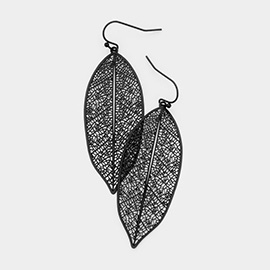 Brass Metal Leaf Filigree Earrings