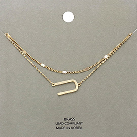-U- Monogram Brass Metal Necklace