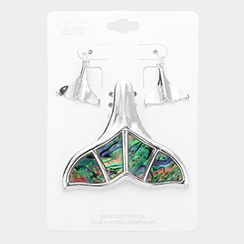 Abalone Whale Tail Magnetic Pendant Set