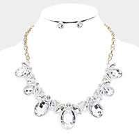 Oval Marquise Glass Crystal Collar Necklace