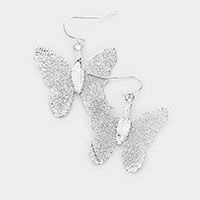 White Gold Dipped Sterling Silver Post Butterfly Earrings