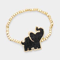 Elephant Metal Bead Stretch Bracelet