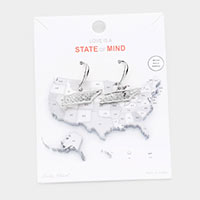 White Gold Dipped Tennessee State Earrings