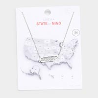 White Gold Dipped Tennessee State Pendant Necklace