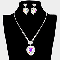 Heart Crystal Rhinestone Drop Necklace