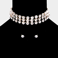 Crystal Rhinestone Accented Choker Necklace 
