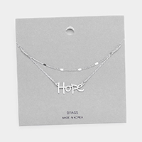 Brass Metal Hope Pendant Layered Necklace