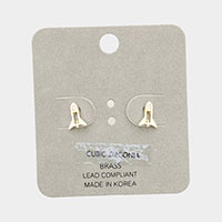 Brass Metal CZ Rocket Stud Earrings 