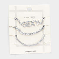
3PCS - SEXY Rhinestone Embellished Metal Chain Bracelets